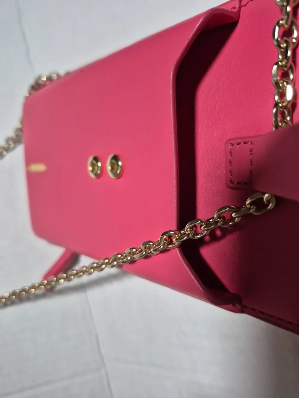 Thacker Nora Pink Leather Phone Wallet Crossbody Gold Chain